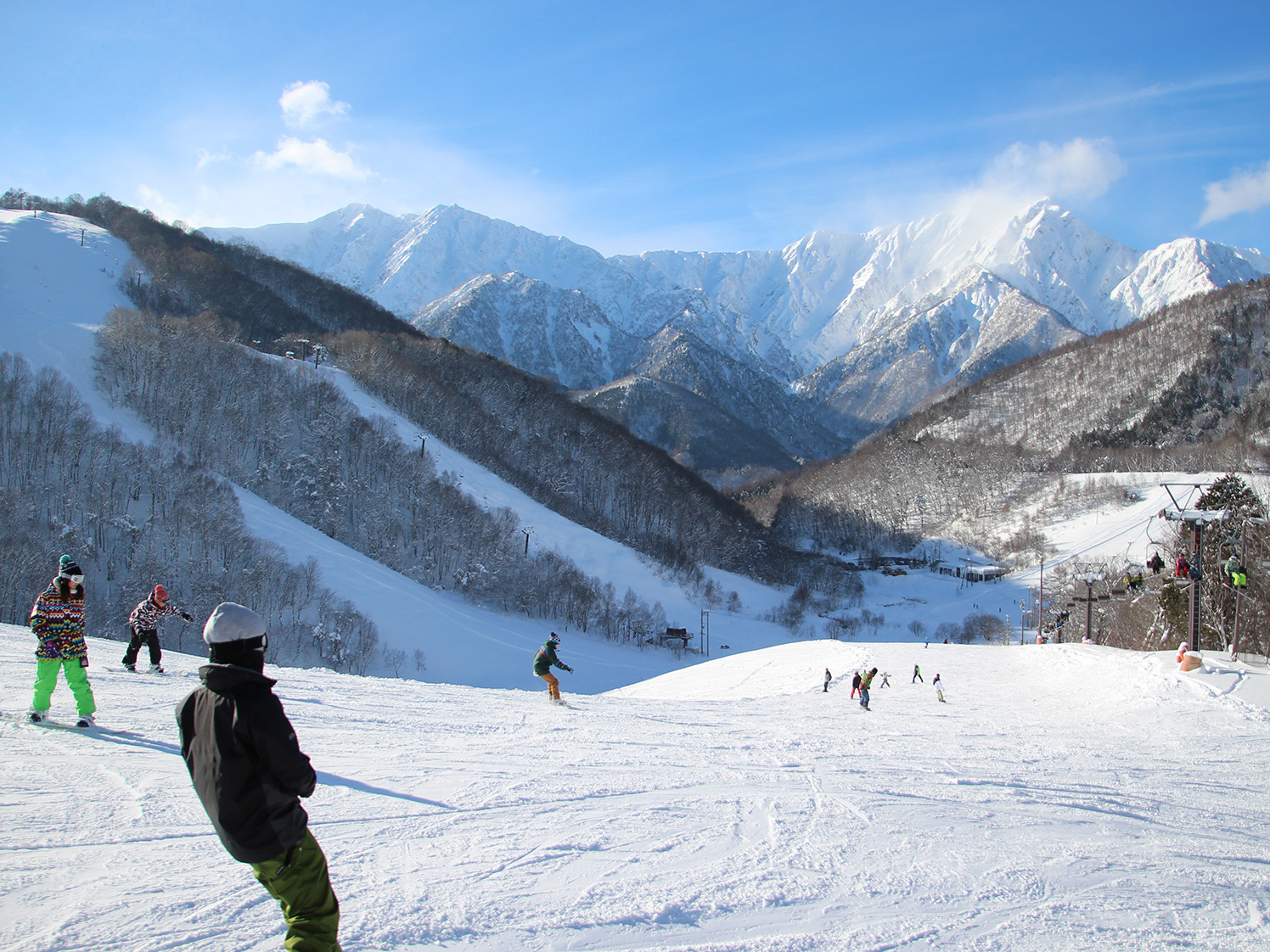 鹿島槍スキー場 ファミリーパークの黒沢ゲレンデからの風景