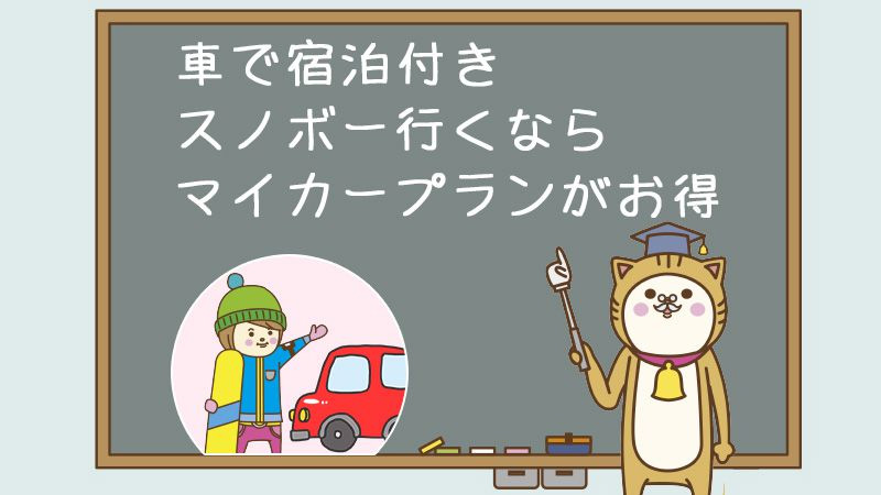 車で宿泊付きスノボー行くならマイカープランがお得