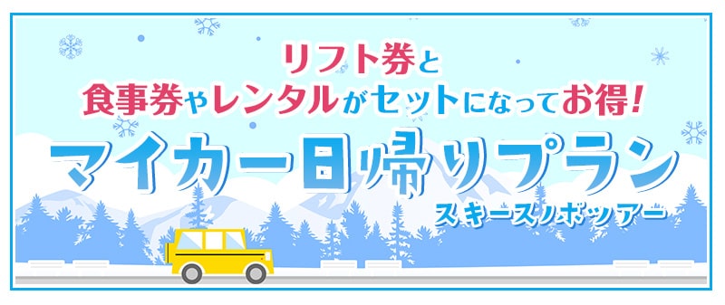 マイカー日帰り スキースノボツアー