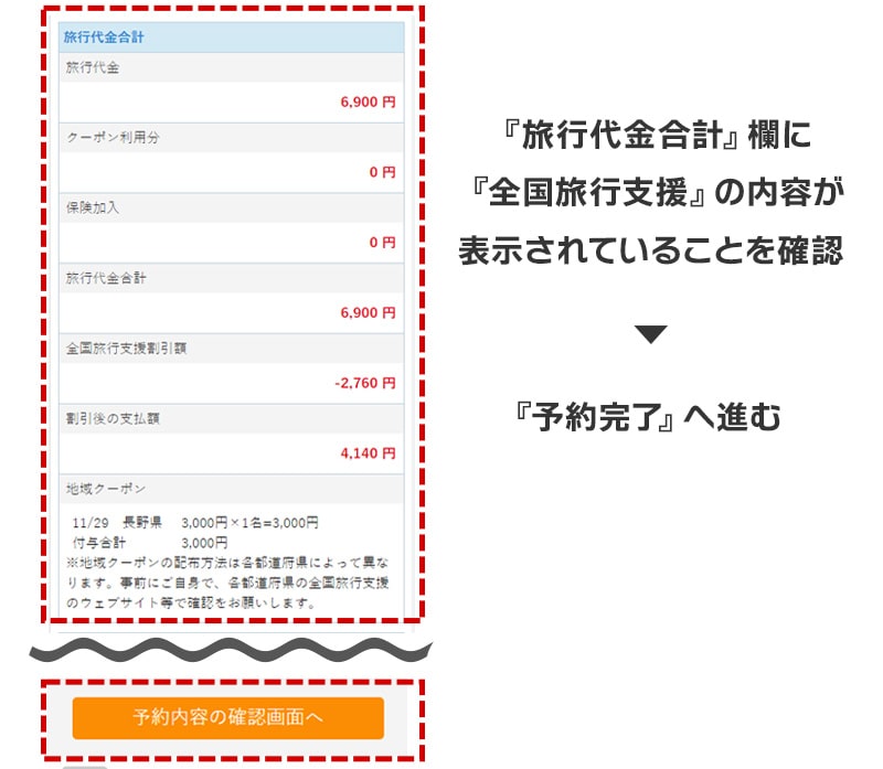 全国旅行支援対象ツアー予約の流れ